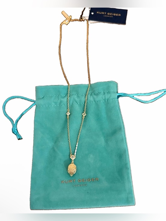 Kurt Geiger Jewelry - Kurt Geiger Gold Signature Pave Eagle Pendant  Necklace with Turquoise Pouch NWT